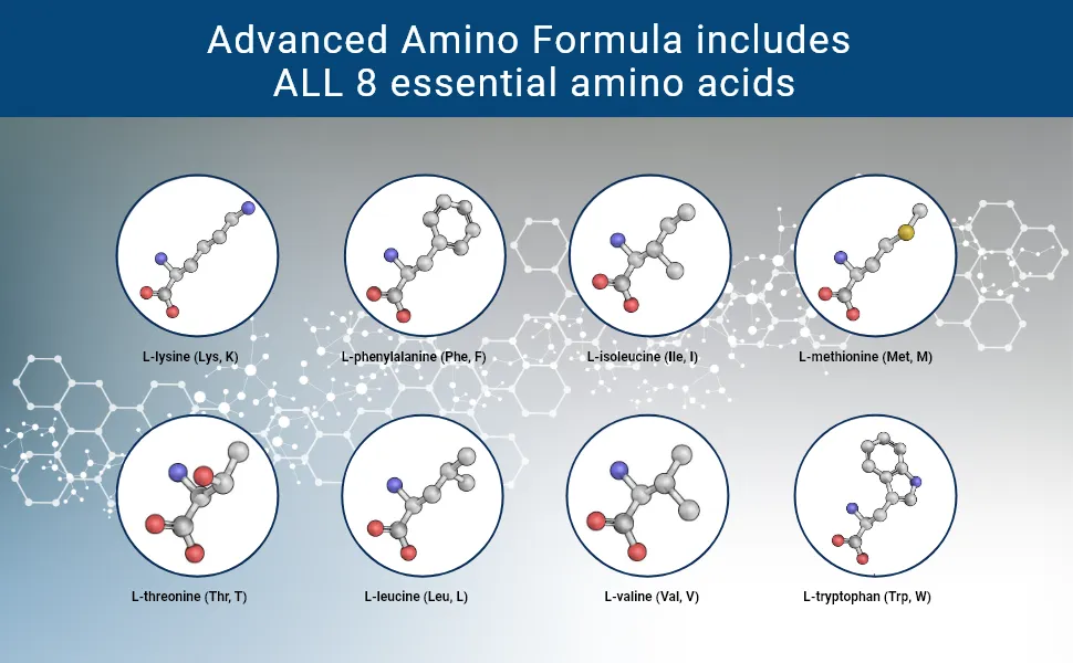 All 8 essential amino acids in Advanced Amino Formula